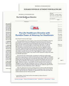 Pro-Life Healthcare Directive with Durable Power of Attorney (FREE Download)