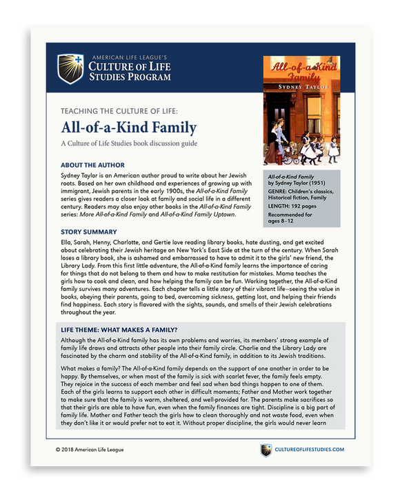 Book Discussion Guide: All-of-a-Kind Family by Sydney Taylor (FREE Download)