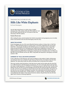 Free e-Lesson Hills Like White Elephants by Ernest Hemingway (Download)