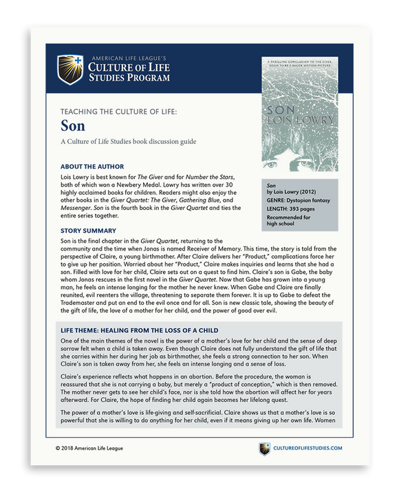 Book Discussion Guide: Son by Lois Lowry (FREE Download)