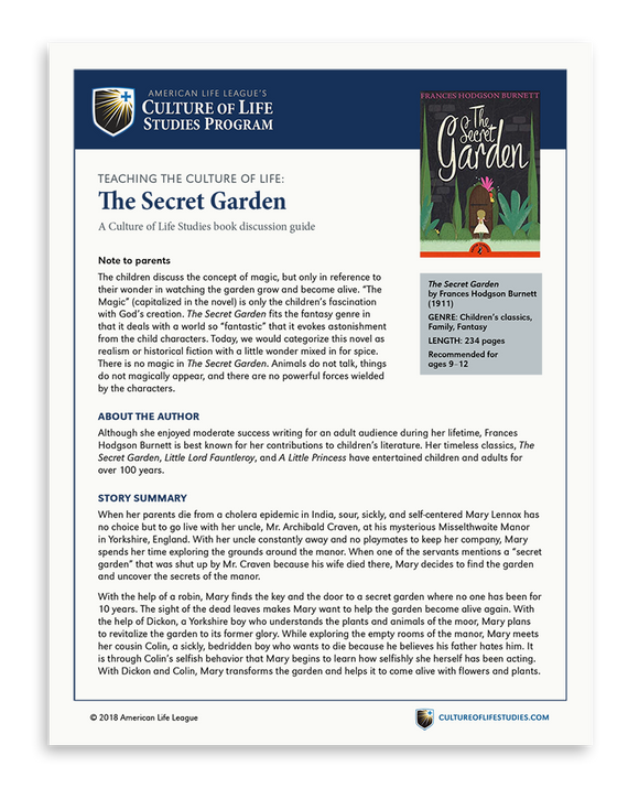 Book Discussion Guide: The Secret Garden by Frances H. Burnett (FREE Download)
