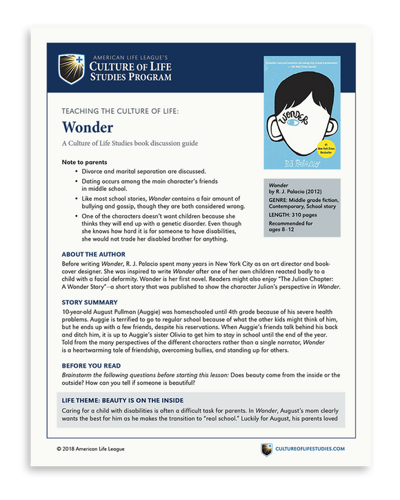 Book Discussion Guide: Wonder by R. J. Palacio (FREE Download)