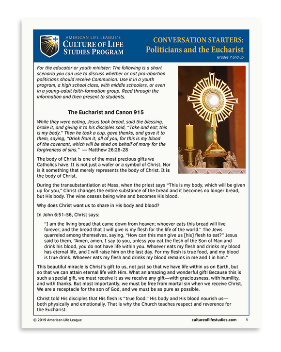 Conversation Starter: Politicians and the Eucharist (Download)