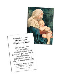 Fulton J. Sheen Spiritual Adoption Prayer Card (Spanish)