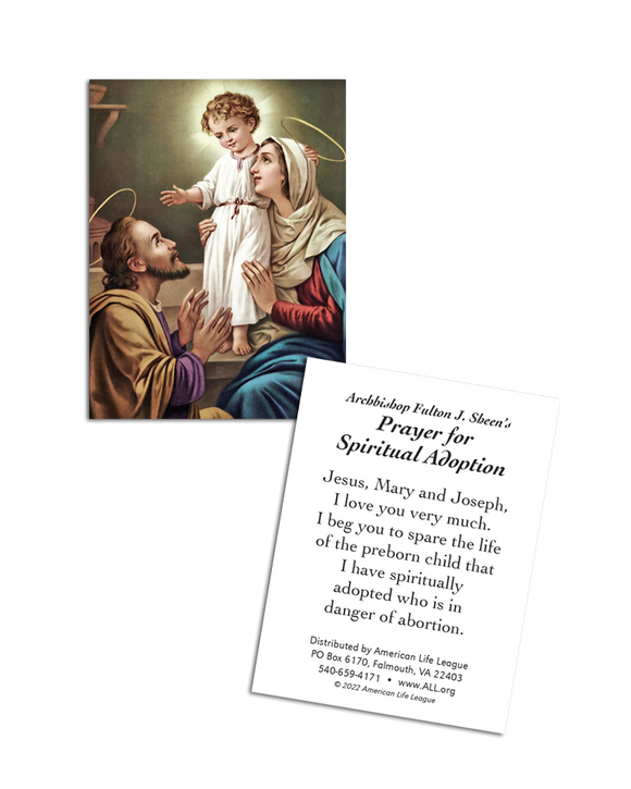 Fulton J. Sheen Spiritual Adoption Prayer Card