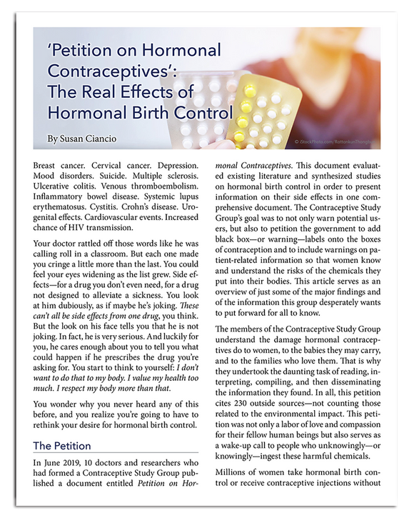 Petition on Hormonal Contraceptives (FREE Download)