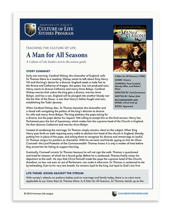 Movie Discussion Guide: A Man for All Seasons (1966) (FREE Download)