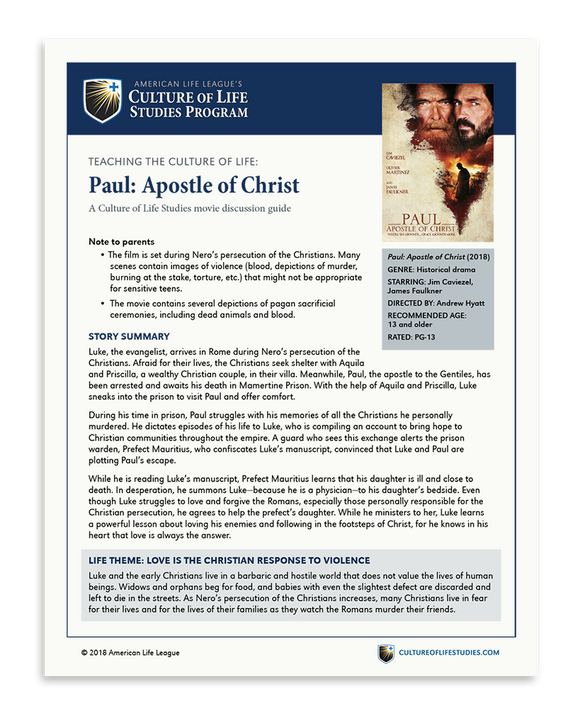 Movie Discussion Guide: Paul: Apostle of Christ (FREE Download)