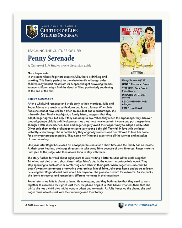 Movie Discussion Guide: Penny Serenade (1941) (FREE Download)