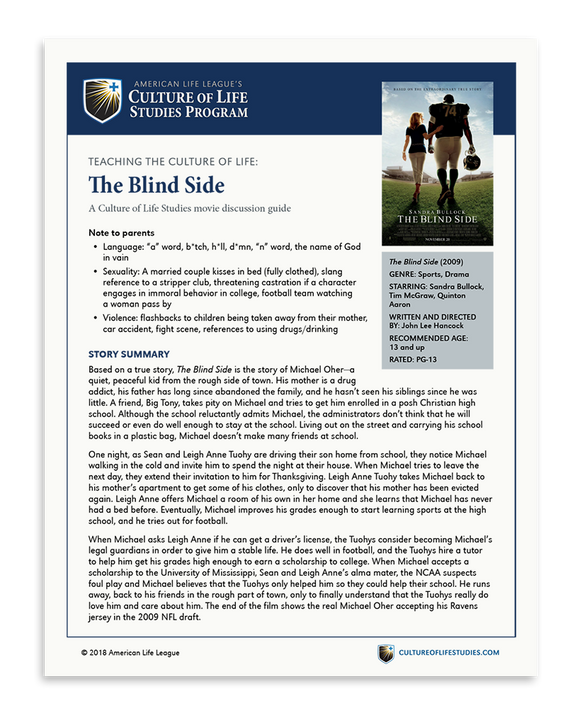 Movie Discussion Guide: The Blind Side (2009) (FREE Download)