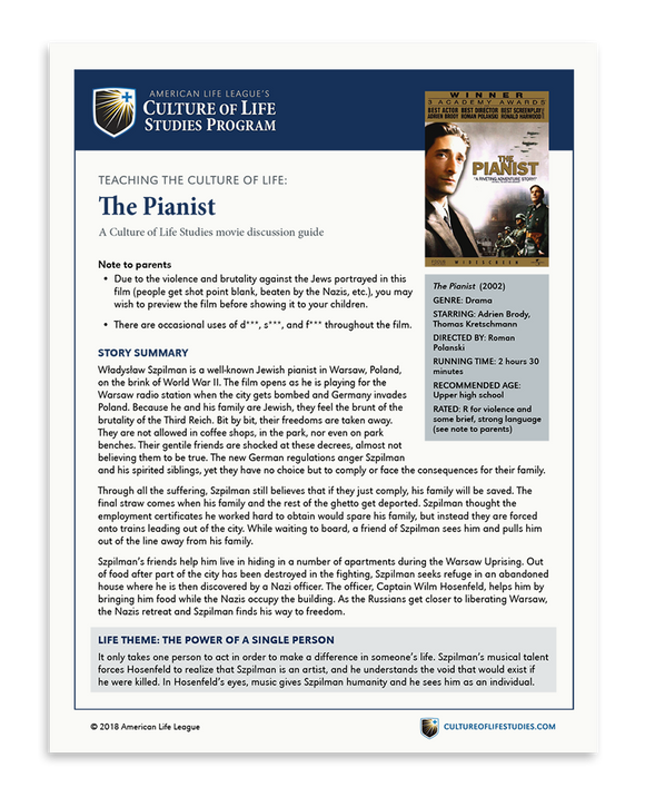 Movie Discussion Guide: The Pianist (2002) (FREE Download)