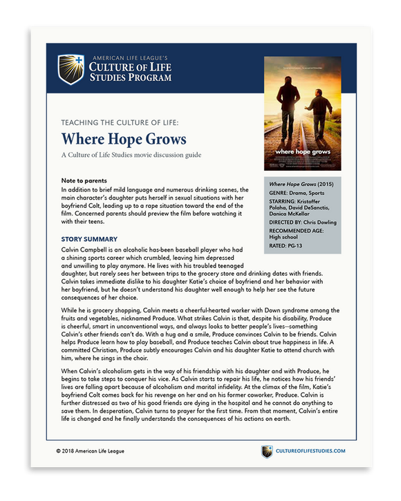 Movie Discussion Guide: Where Hope Grows (FREE Download)